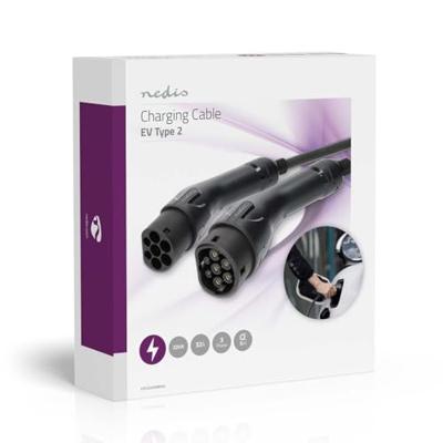 Nedis Kabel voor elektrische voertuigen | Cable Type 2 | 32 A | 22000 W | 3-fasen | 5.00 m | Zwart | Gift Box - EVCA22KWBK50 Nedis Kabel voor elektrische voertuigen | Cable Type 2 | 32 A | 22000 W | 3-fasen | 5.00 m | Zwart | Gift Box - EVCA22KWBK50