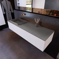 Badkamermeubelset Mondiaz Erin 150 cm met 1 Lade met RIDGE Wastafel Links Dark grey Zonder Kraangaten Greeploos Mat Carrara - thumbnail
