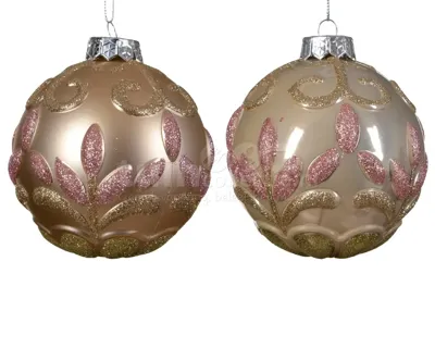 Kerstbal Plastic Bloem Ø10cm Beige Assorti 1st