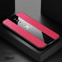Voor OPPO Reno XINLI stiksels doek Textue schokbestendig TPU beschermhoes (rood) - thumbnail
