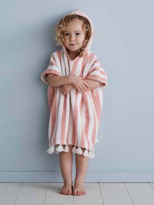 Personaliseerbare gestreepte baby-badponcho roze Personaliseerbare gestreepte baby-badponcho roze