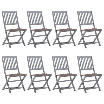 Tuinstoelen 8 st inklapbaar met kussens massief acaciahout