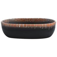 VidaXL Opzetwasbak ovaal 47x33x13 cm keramiek zwart en oranje - thumbnail