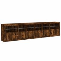 Dressoir met LED-verlichting 283,5x37x67 cm gerookt eikenkleur - thumbnail
