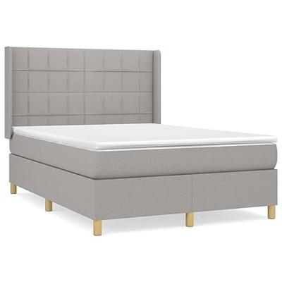 Boxspring met matras stof lichtgrijs 140x190 cm