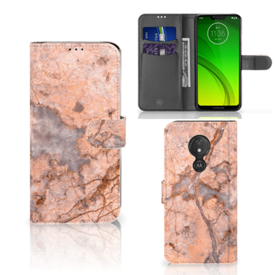 Motorola Moto G7 Power | Bookcase | Marmer Oranje | Portemonnee hoesje Motorola Moto G7 Power | Bookcase | Marmer Oranje | Portemonnee hoesje