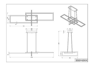Trio Led hanglampSalinas 110cm wit - 320310331