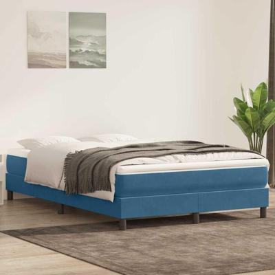 Boxspring met matras fluweel donkerblauw 160x210 cm