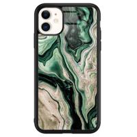 iPhone 11 glazen hardcase - Green waves - thumbnail