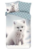 Good Morning Kinderdekbedovertrek "baby poolvos" - Wit - (140x200/220 cm) - Katoen Flanel - thumbnail