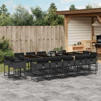 15-delige Tuinset met kussens poly rattan zwart - thumbnail