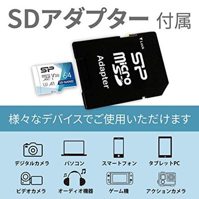 Silicon Power Micro SDHC card Superior Pro 3D-Nano 64GB met adapter