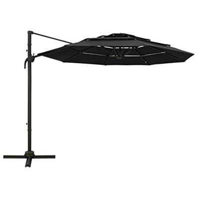 VidaXL Parasol 4-laags met aluminium paal 3x3 m zwart