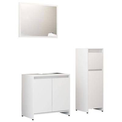 3-delige Badkamermeubelset bewerkt hout wit