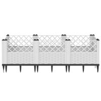 VidaXL Plantenbak met pinnen 123,5x43,5x43,5 cm polypropeen wit - thumbnail