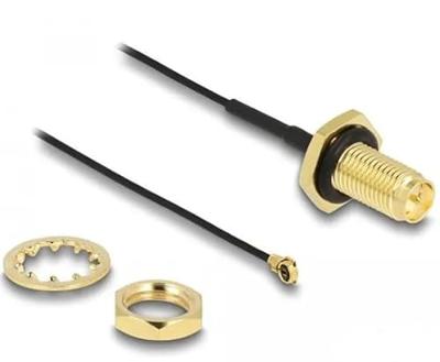Delock WiFi-antenne Aansluitkabel [1x RPSMA-bus - 1x IPEX-stekker] 0.35 m Zwart, Goud