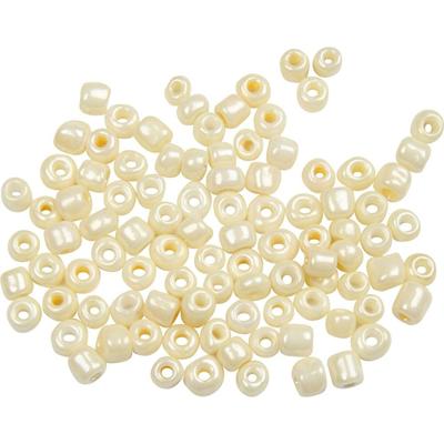 Creativ Company Rocailles, d 3 mm, afm 8/0, gatgrootte 0,6-1,0 mm, ivoor, 25 gr/ 1 doos