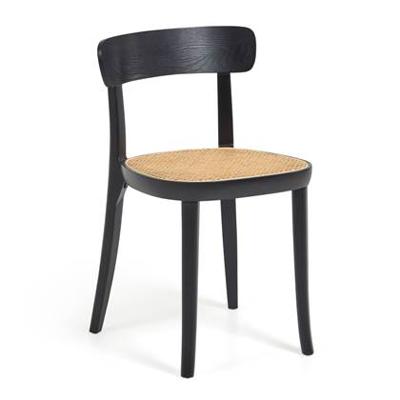 Kave Home Eetkamerstoel 'Romane' Rotan / Webbing, kleur Zwart