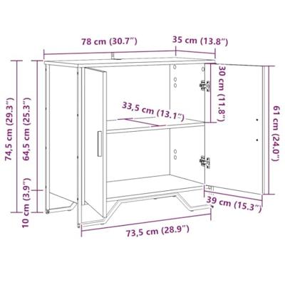 Dressoir met plank met opslag met de deur Bruin 78 x 35,5 x 74,5 cm Bewerkt hout Dressoir met plank met opslag met de deur Bruin 78 x 35,5 x 74,5 cm Bewerkt hout