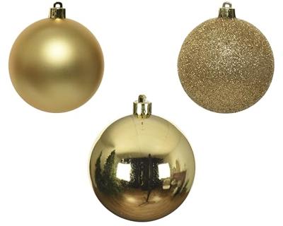 Kerstballen 6cm kunststof goud 10-dlg