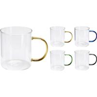 Koffie- Theeglas met gekleurd oor - thumbnail