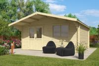 Blokhut Floor 505x445 cm + luifel 130 cm 40 mm vuren blank- - - Van Kooten - thumbnail