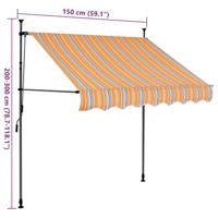 Luifel handmatig uitschuifbaar met LED 150 cm geel en blauw - thumbnail