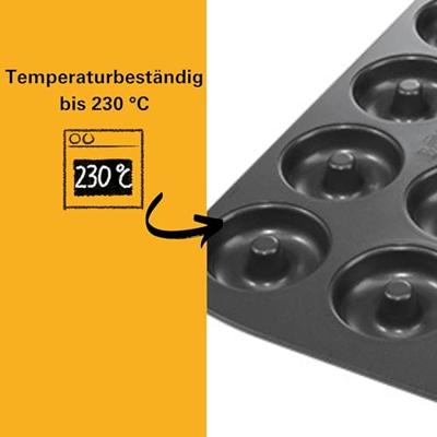 Donut bakplaat - BIRKMANN - EASY BAKING - Koolstofstaal - Antiaanbaklaag - 12 vormen - Ø7cm, 37 x 26 x 2 cm