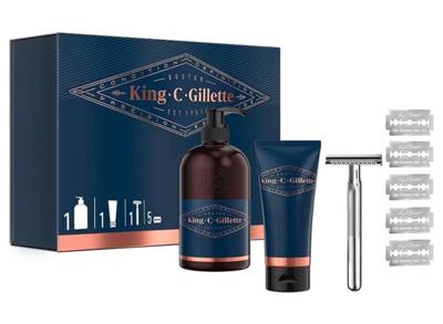 King C. Gillette Starter Kit Geschenkset - Met Safety Razor + 5 Scheermesjes + Baard & Gezichtreiniger