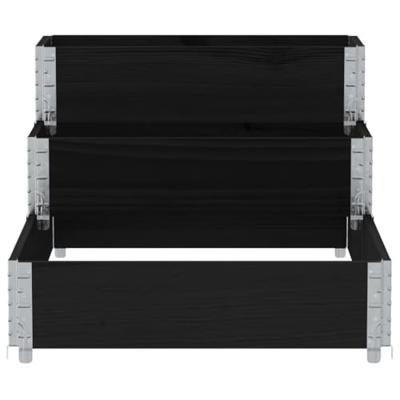 Verhoogde plantenbak 3-laags 120x80 cm massief grenenhout zwart