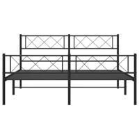 Bedframe met hoofd- en voeteneinde metaal zwart 140x190 cm - thumbnail