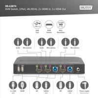Digitus DS-12874 KVM-switch 4 poorten HDMI USB 4096 x 2160 Pixel - thumbnail