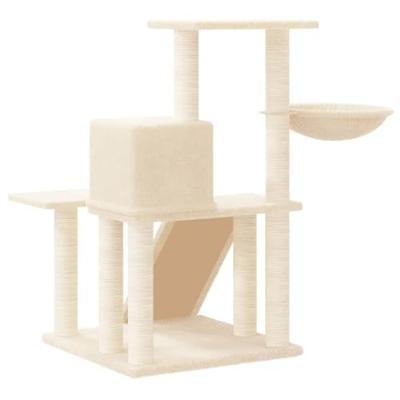 VidaXL Kattenmeubel met sisal krabpalen 82 cm crèmekleurig - thumbnail