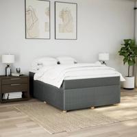 Boxspring met matras stof donkergrijs 160x200 cm - thumbnail