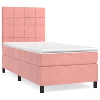 Boxspring met matras fluweel roze 90x190 cm - thumbnail