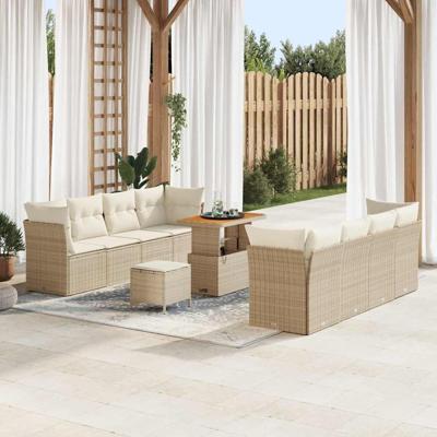 Tuinbankenset 11 pcs Beige poly rattan