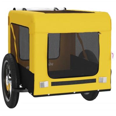 Hondenfietstrailer oxford stof en ijzer geel en zwart - thumbnail