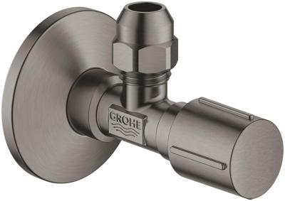 Grohe Hoekstopkraan 1/2" . 3/8" Knelkoppeling Hard Graphite Geborsteld