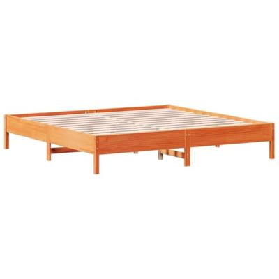 Bed met boekenkast zonder matras grenenhout wasbruin 200x200 cm