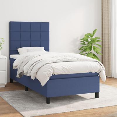 Boxspring met matras stof blauw 100x200 cm