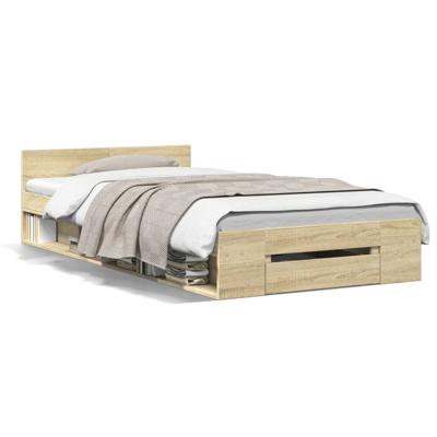 Bedframe met lade bewerkt hout sonoma eikenkleurig 90x200 cm