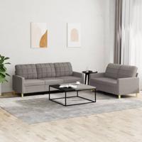 2-delige Loungeset met kussens stof taupe - thumbnail