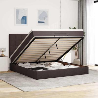 Ottoman bed met matras en LED's 160x200cm stof donkerbruin