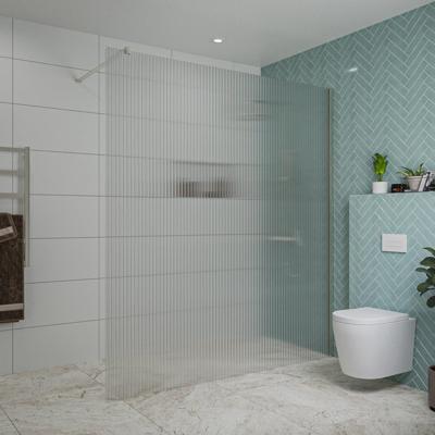 Fortifura Galeria inloopdouche - 180x200cm - ribbelglas - wandarm - Geborsteld RVS PVD (RVS) SW797957/SW797908