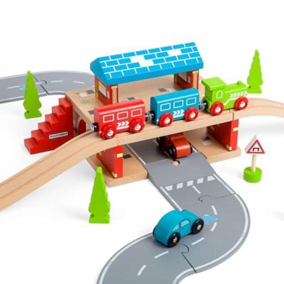 Bigjigs houten rails bovengronds treinstation, 5dlg.