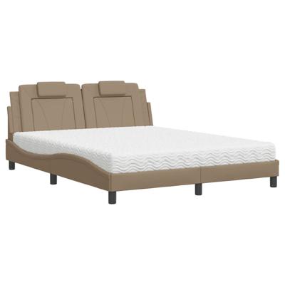 Bed met matras kunstleer cappuccinokleurig 160x200 cm