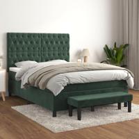 Boxspring met matras fluweel donkergroen 140x190 cm - thumbnail
