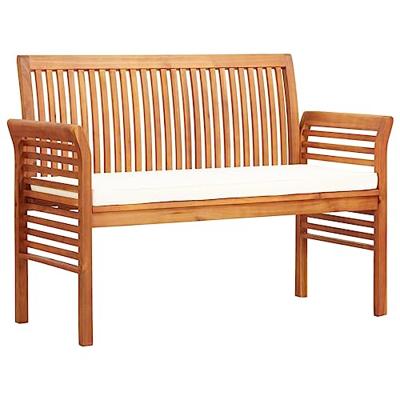 Tuinbank 2-zits met kussen 120 cm massief acaciahout