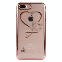 iPhone 7 Plus & 8 Plus 3D met nep diamanten ingelegd gegalvaniseerd LOVE hartje patroon TPU back cover Hoesje (roze goudkleurig) - thumbnail