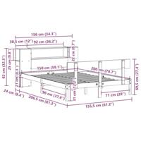Bed met boekenkast zonder matras grenenhout wit 150x200 cm - thumbnail
